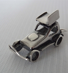 Zilveren stockcar F1 3D hanger